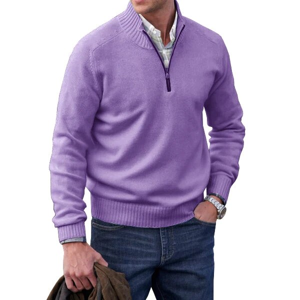 David - Pull Élégant Col Zippé Cachemire