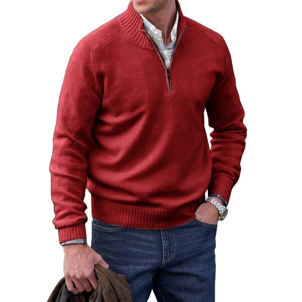 David - Pull Élégant Col Zippé Cachemire