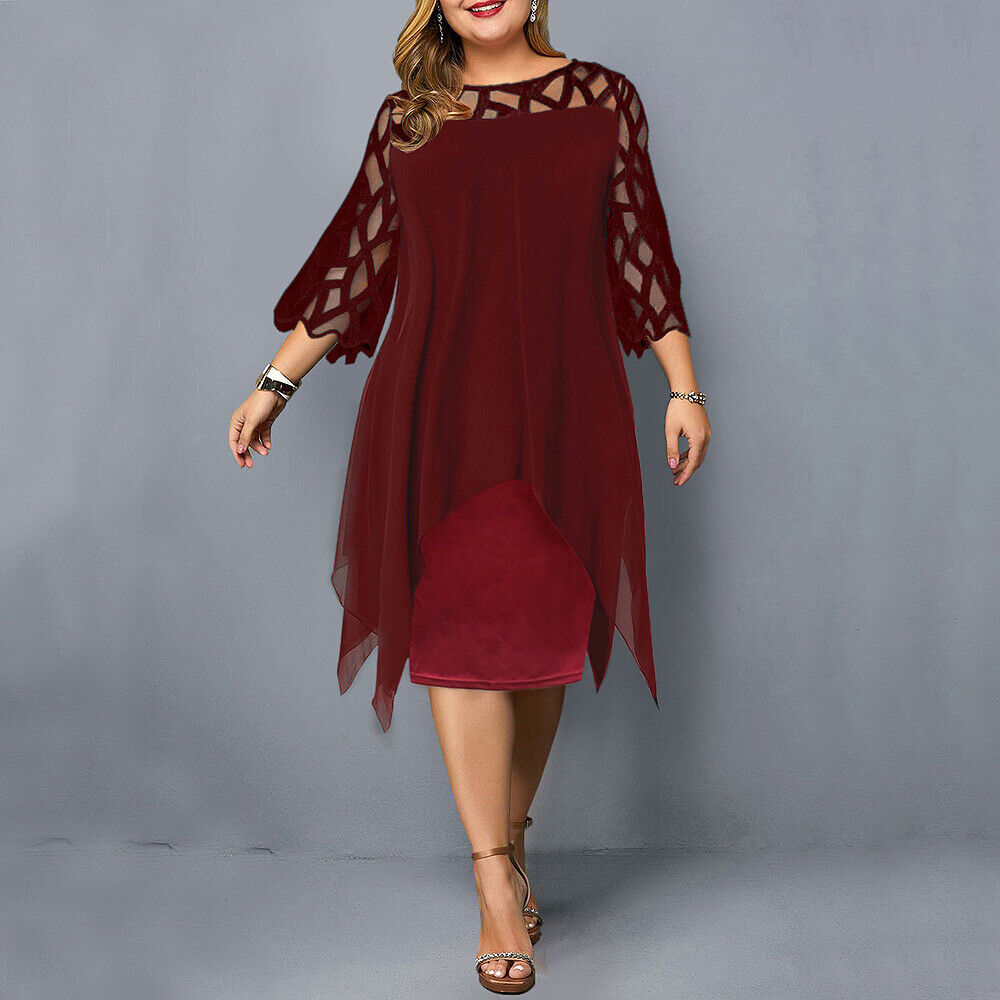 Solène - Robe midi oversize - Manches transparentes, Femme