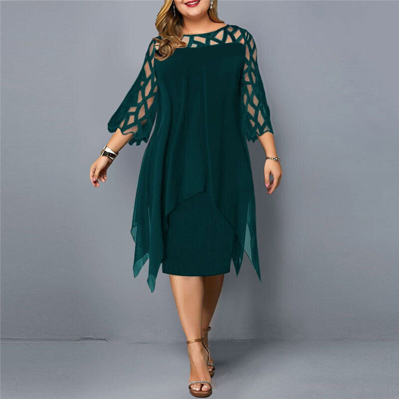 Solène - Robe midi oversize - Manches transparentes, Femme