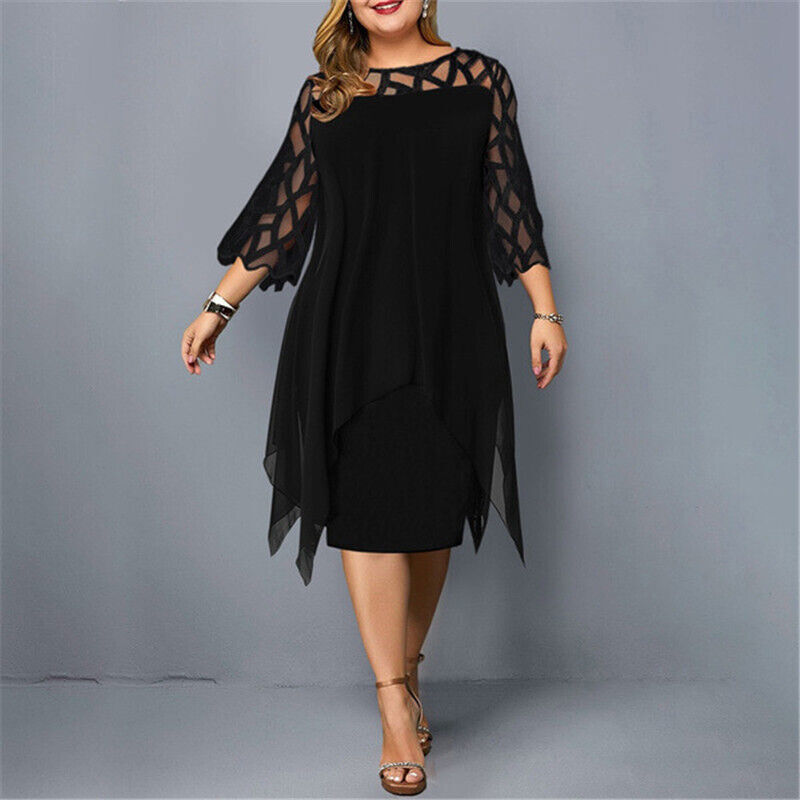 Solène - Robe midi oversize - Manches transparentes, Femme