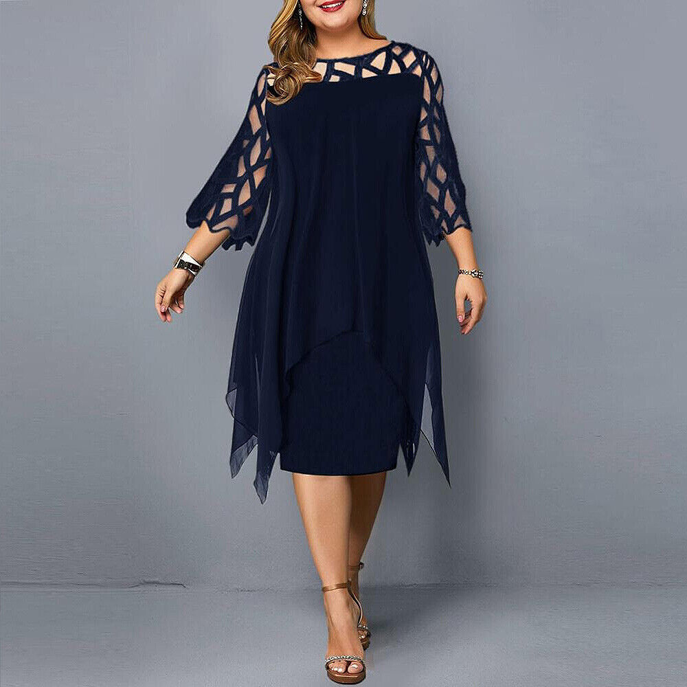 Solène - Robe midi oversize - Manches transparentes, Femme