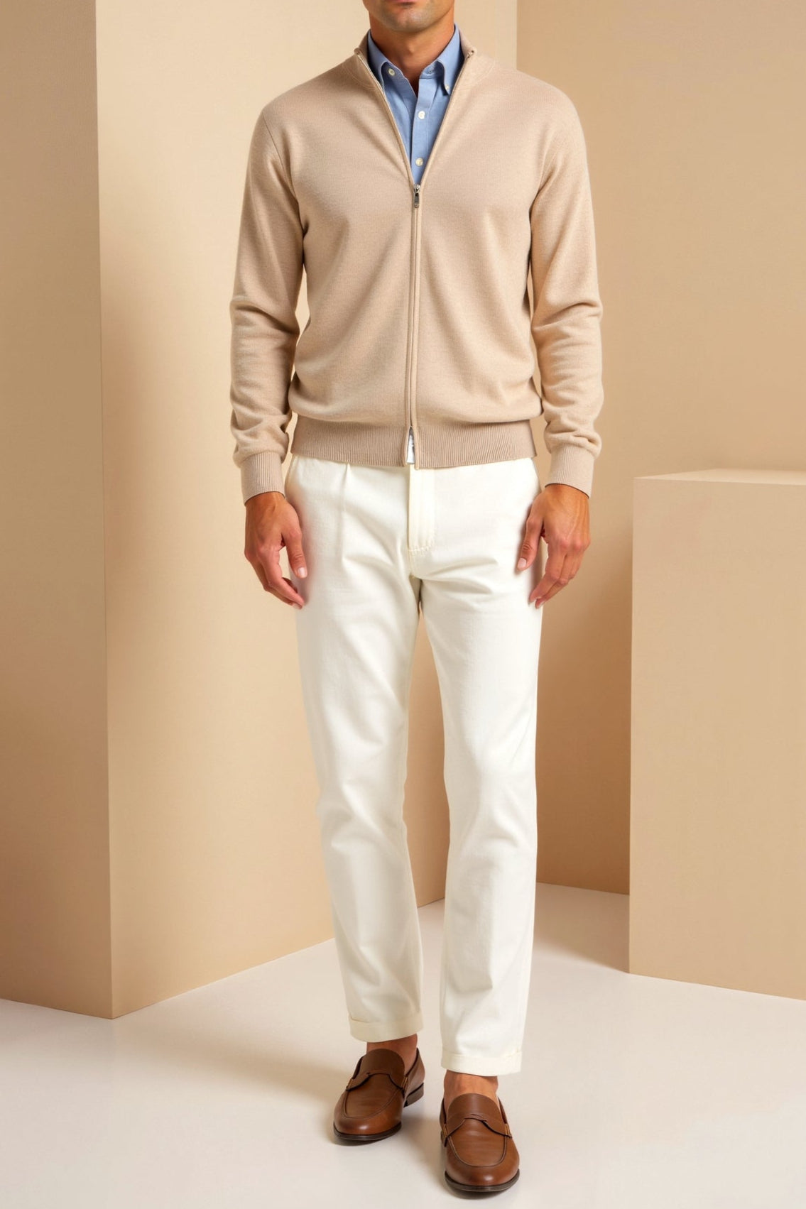 Vincent - Cardigan Élégant Zippé Col Montant