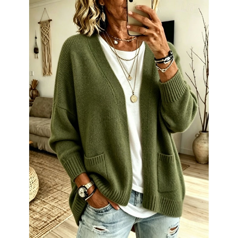 Nathalie - Cardigan Élégant Oversize à Poches