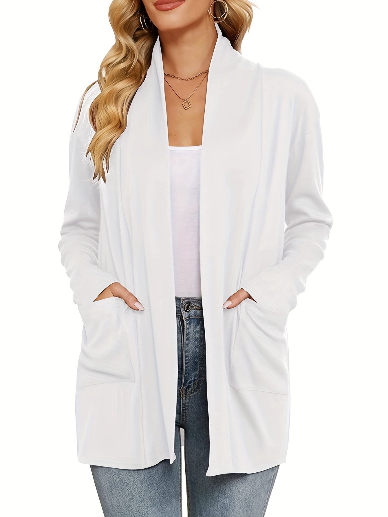 Nathalie - Gilet Élégant Long Poches