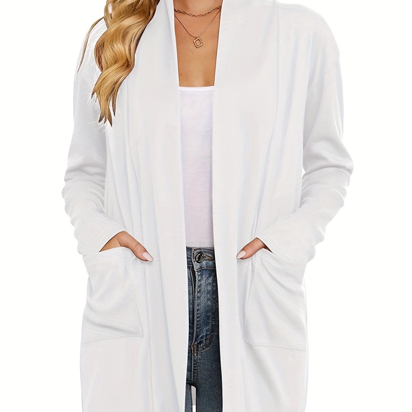 Nathalie - Gilet Élégant Long Poches