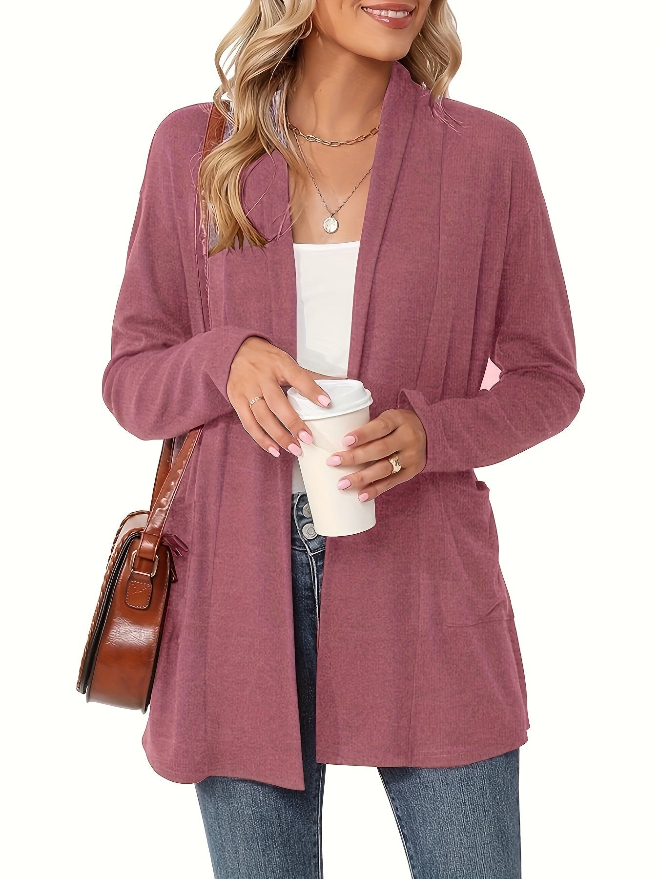 Nathalie - Gilet Élégant Long Poches