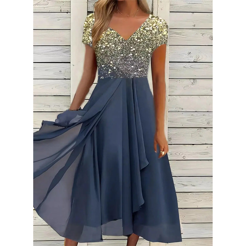 Émeline - Belle Robe Midi Mousseline Fleurie Femme