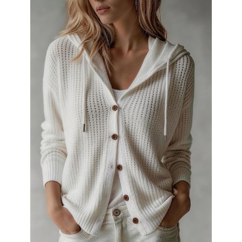 Caroline - Cardigan Élégant Boutonné à Capuche