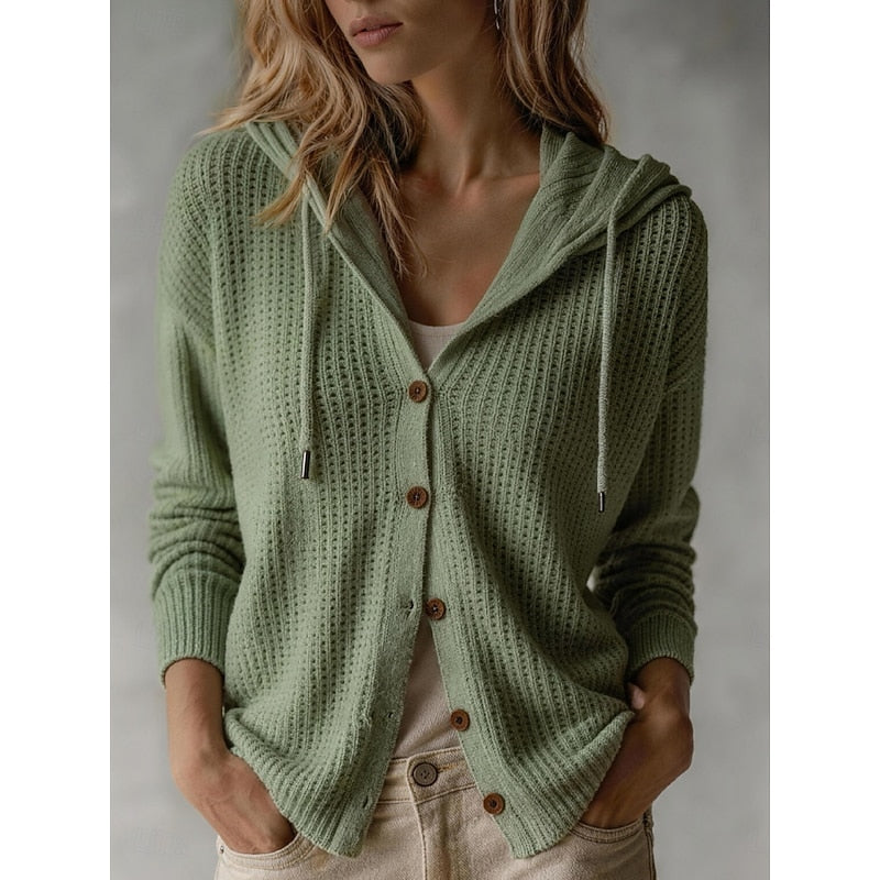 Caroline - Cardigan Élégant Boutonné à Capuche