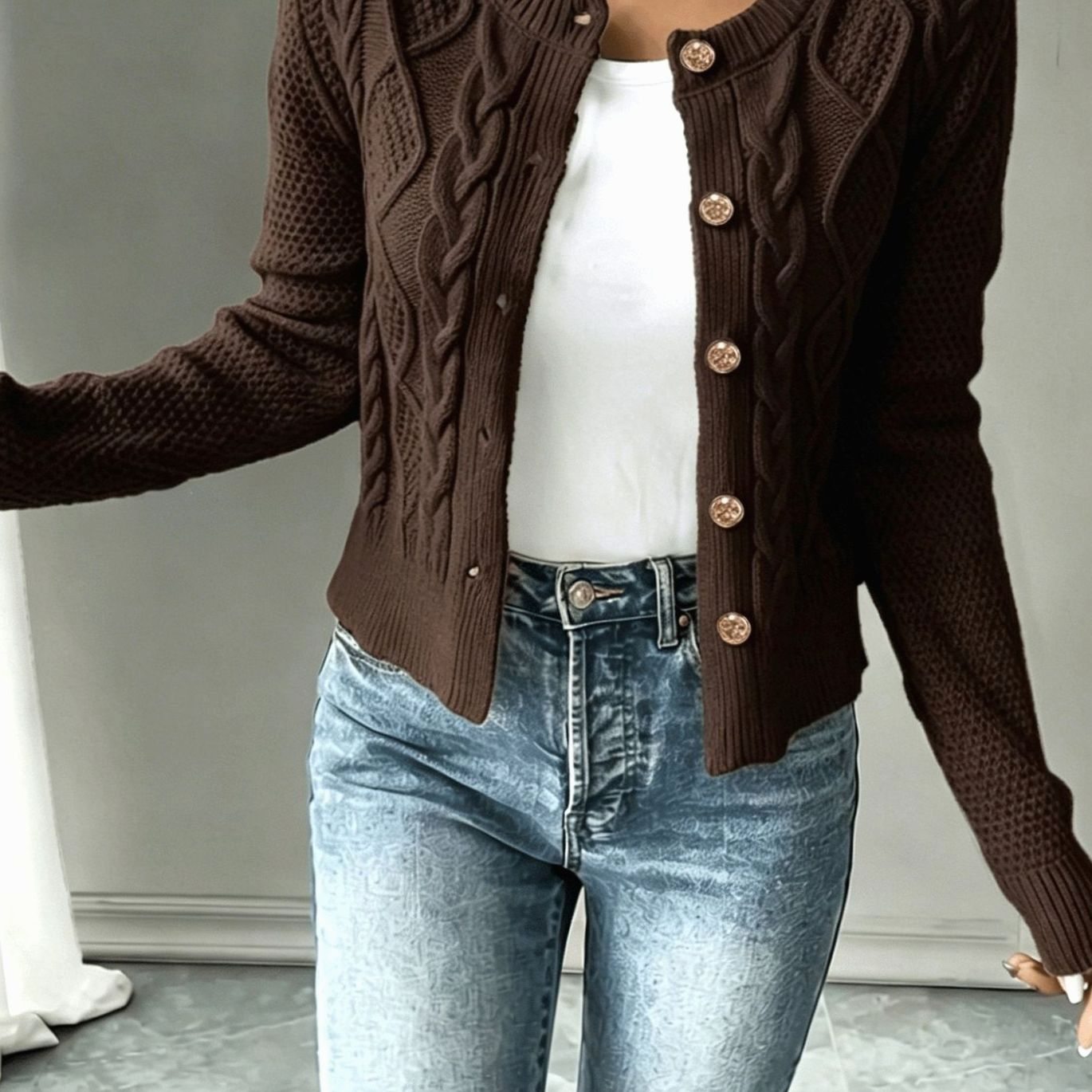 Céline - Cardigan Élégant Torsadé Boutonné