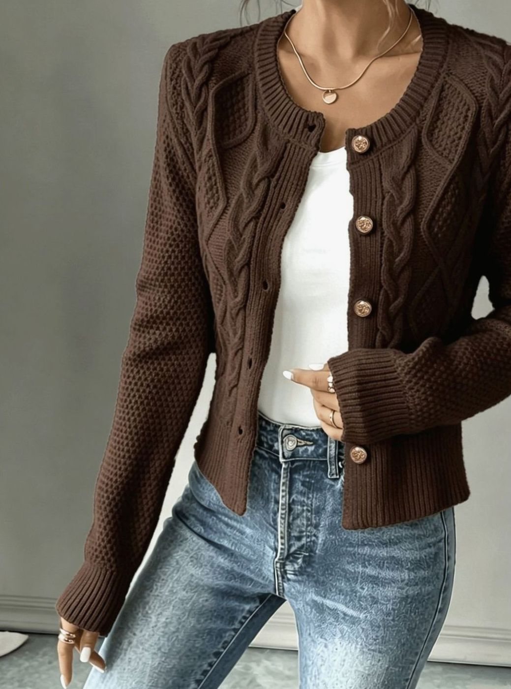Céline - Cardigan Élégant Torsadé Boutonné