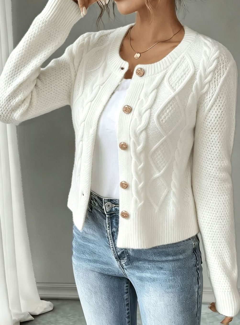 Céline - Cardigan Élégant Torsadé Boutonné