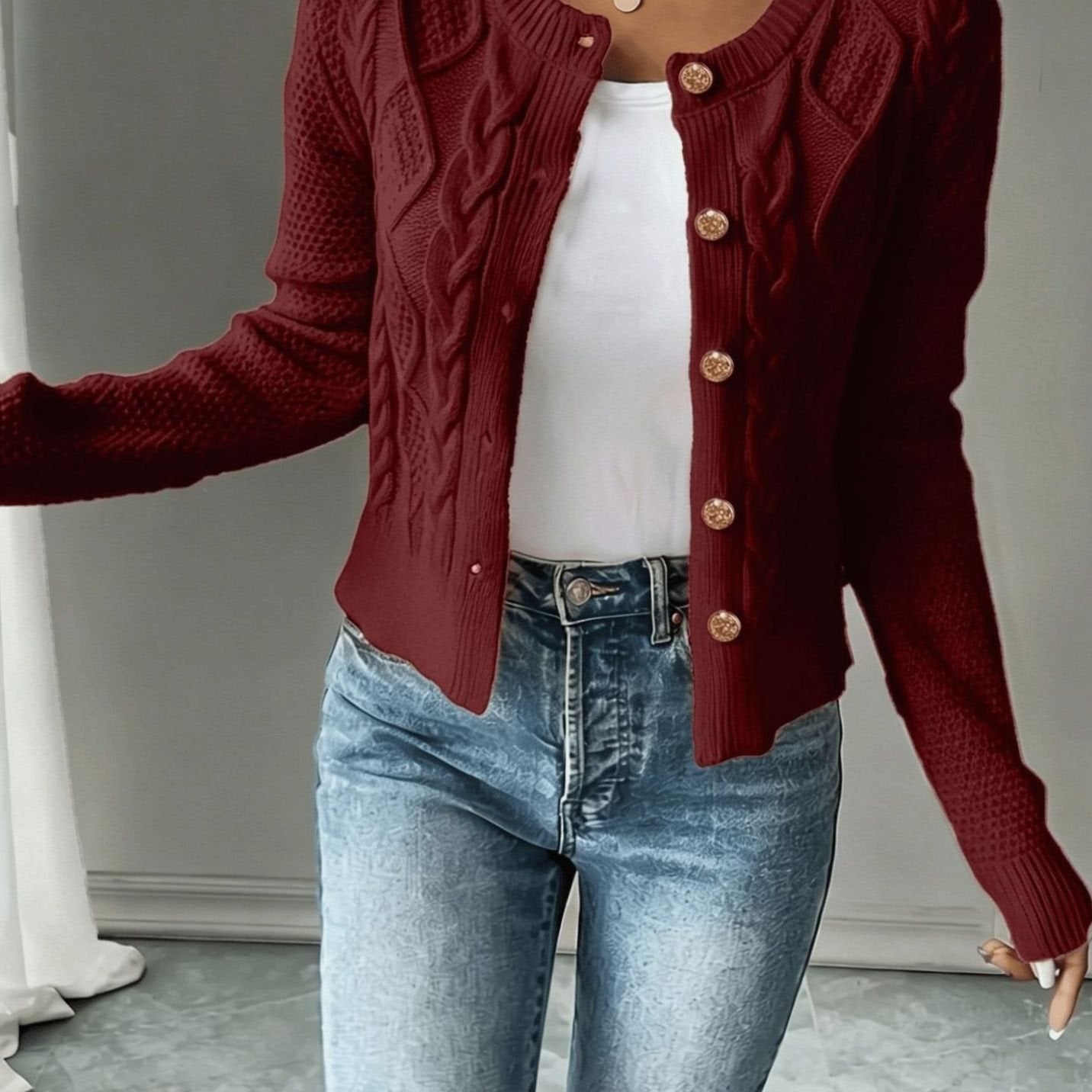 Céline - Cardigan Élégant Torsadé Boutonné