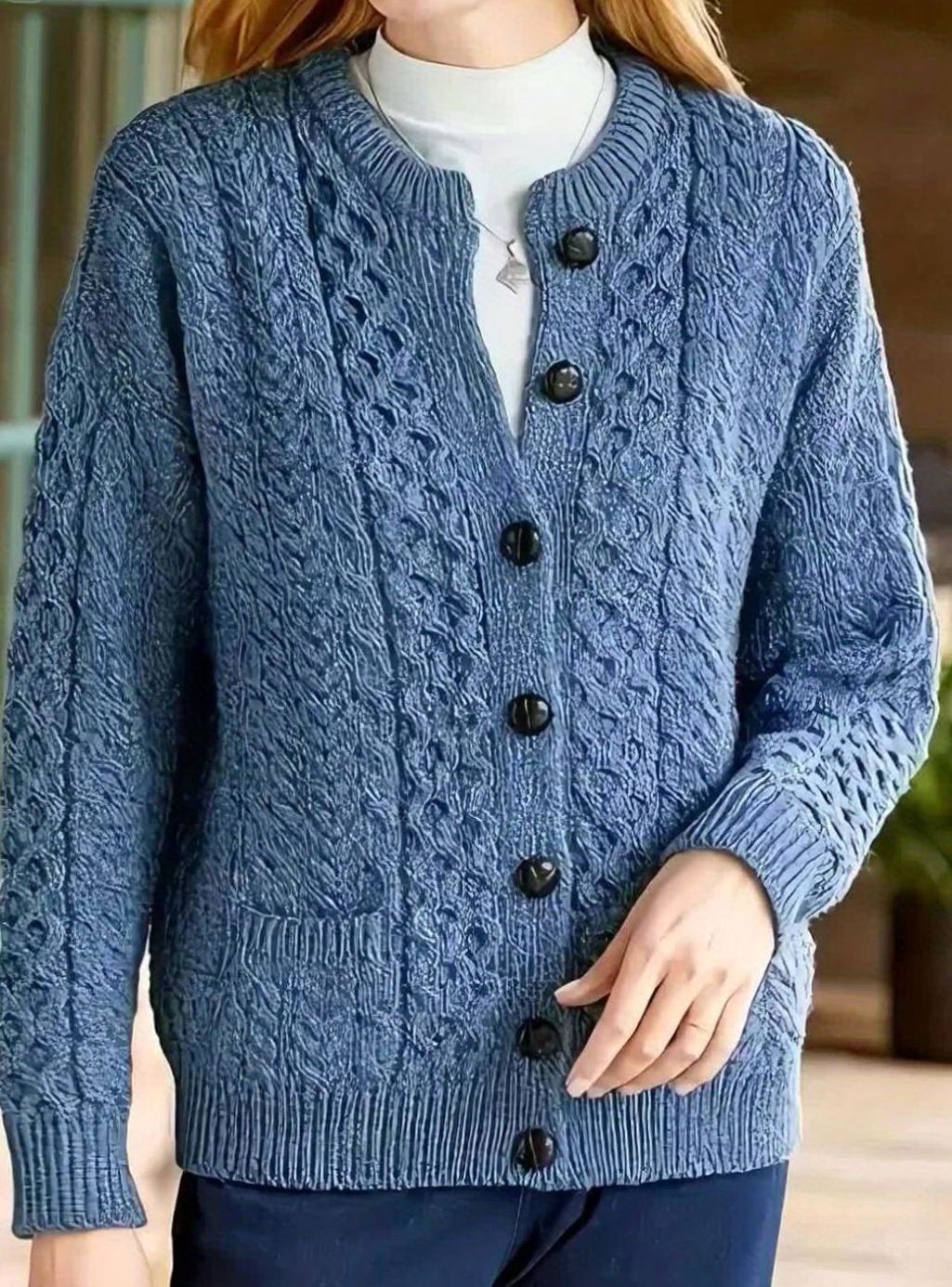Aurélie - Cardigan Élégant Torsadé à Poches