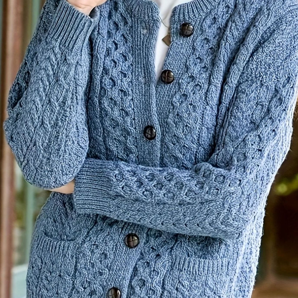 Aurélie - Cardigan Élégant Torsadé à Poches