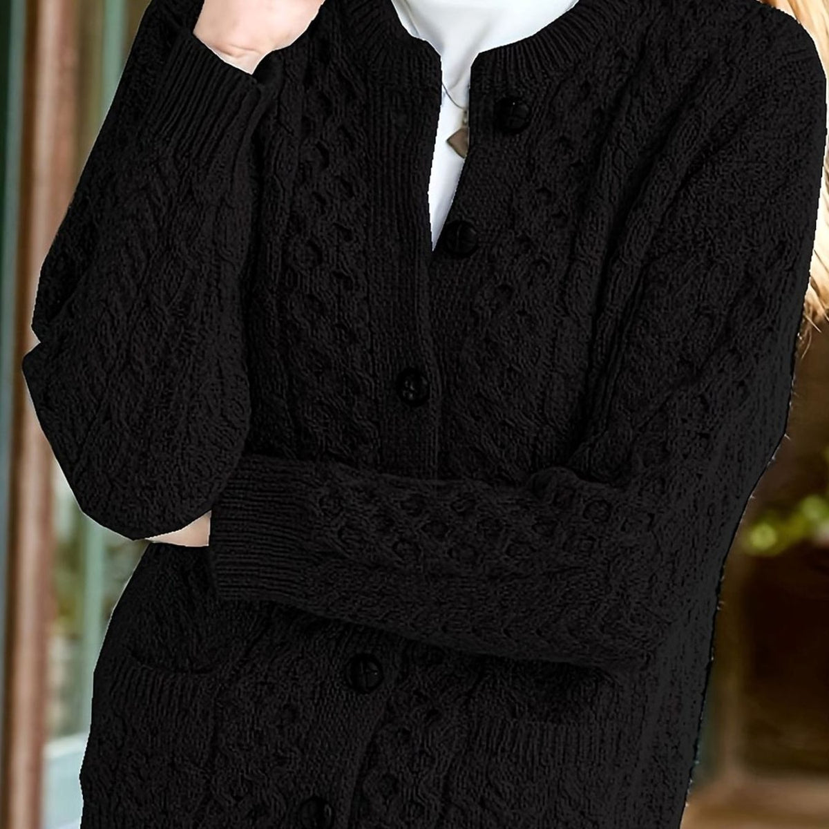 Aurélie - Cardigan Élégant Torsadé à Poches