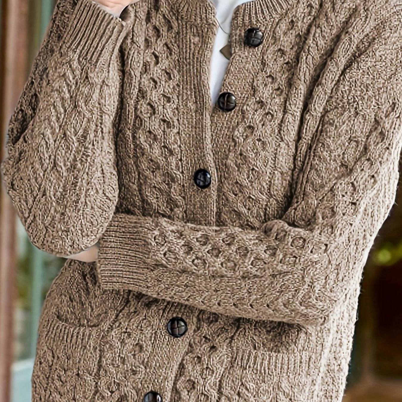 Aurélie - Cardigan Élégant Torsadé à Poches