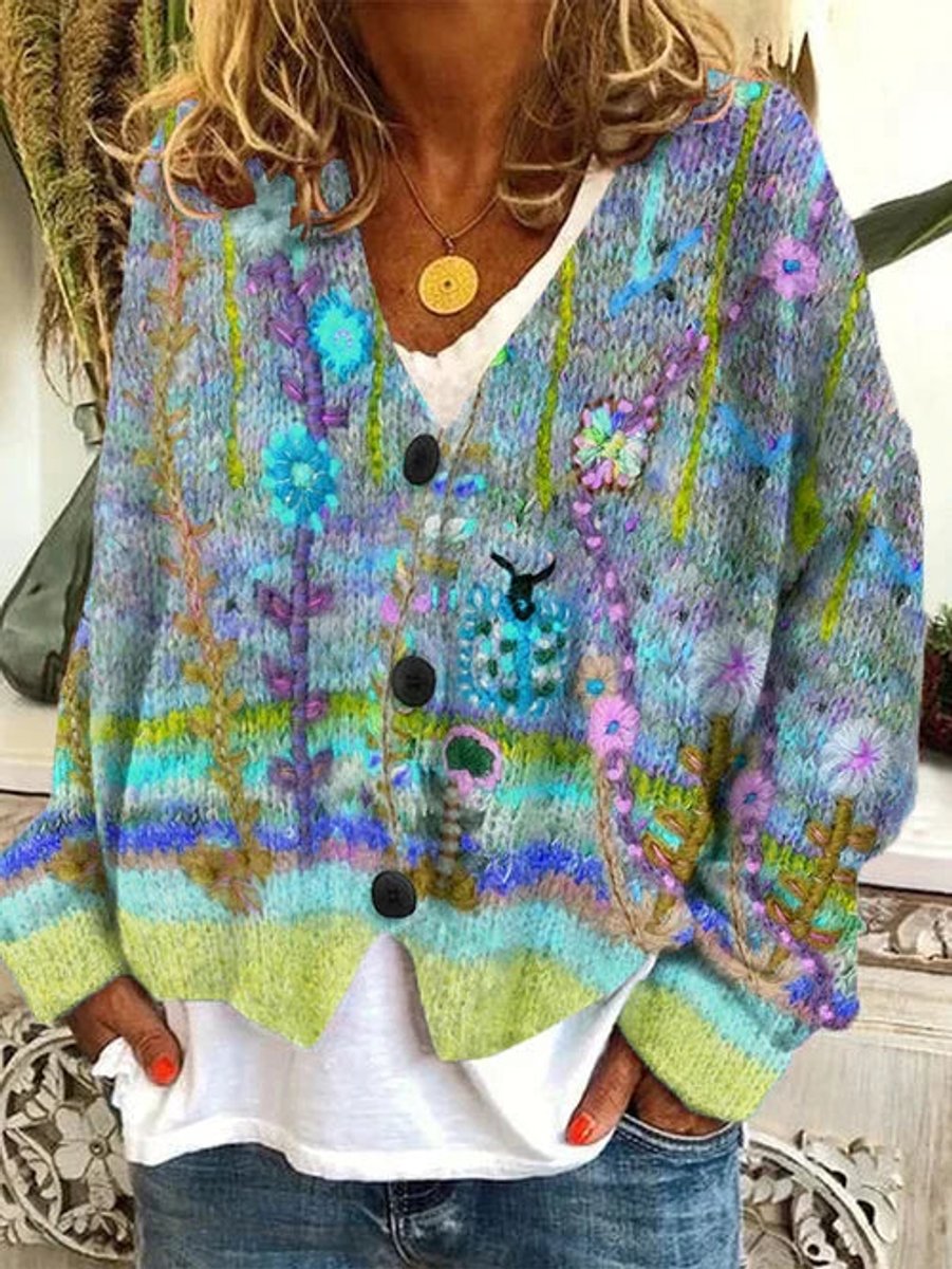 Priya - Cardigan Féminin Brodé Fleuri