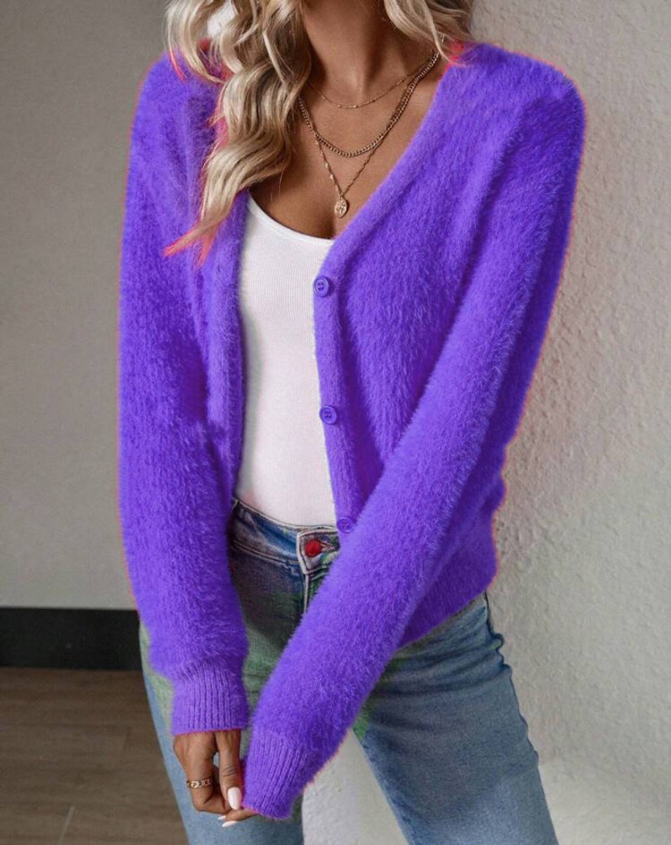 Valérie - Cardigan Élégant Grosse Maille Col V