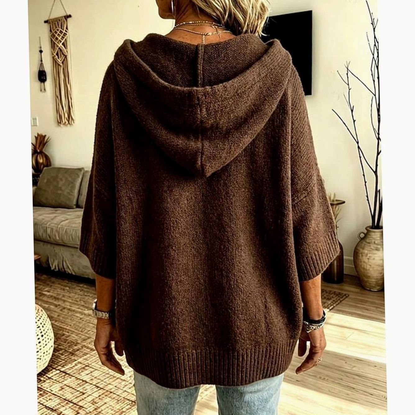 Karine - Cardigan Élégant Oversize Capuche