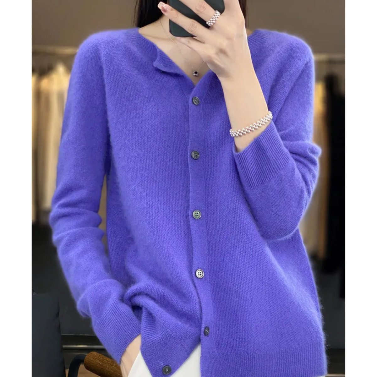Karine - Cardigan Élégant Maille Col Rond