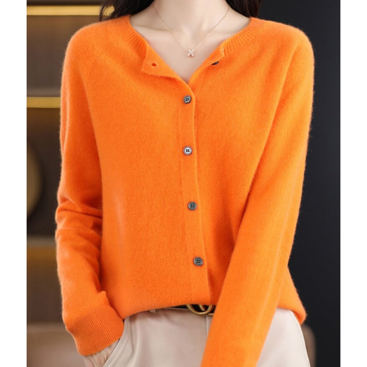 Karine - Cardigan Élégant Maille Col Rond