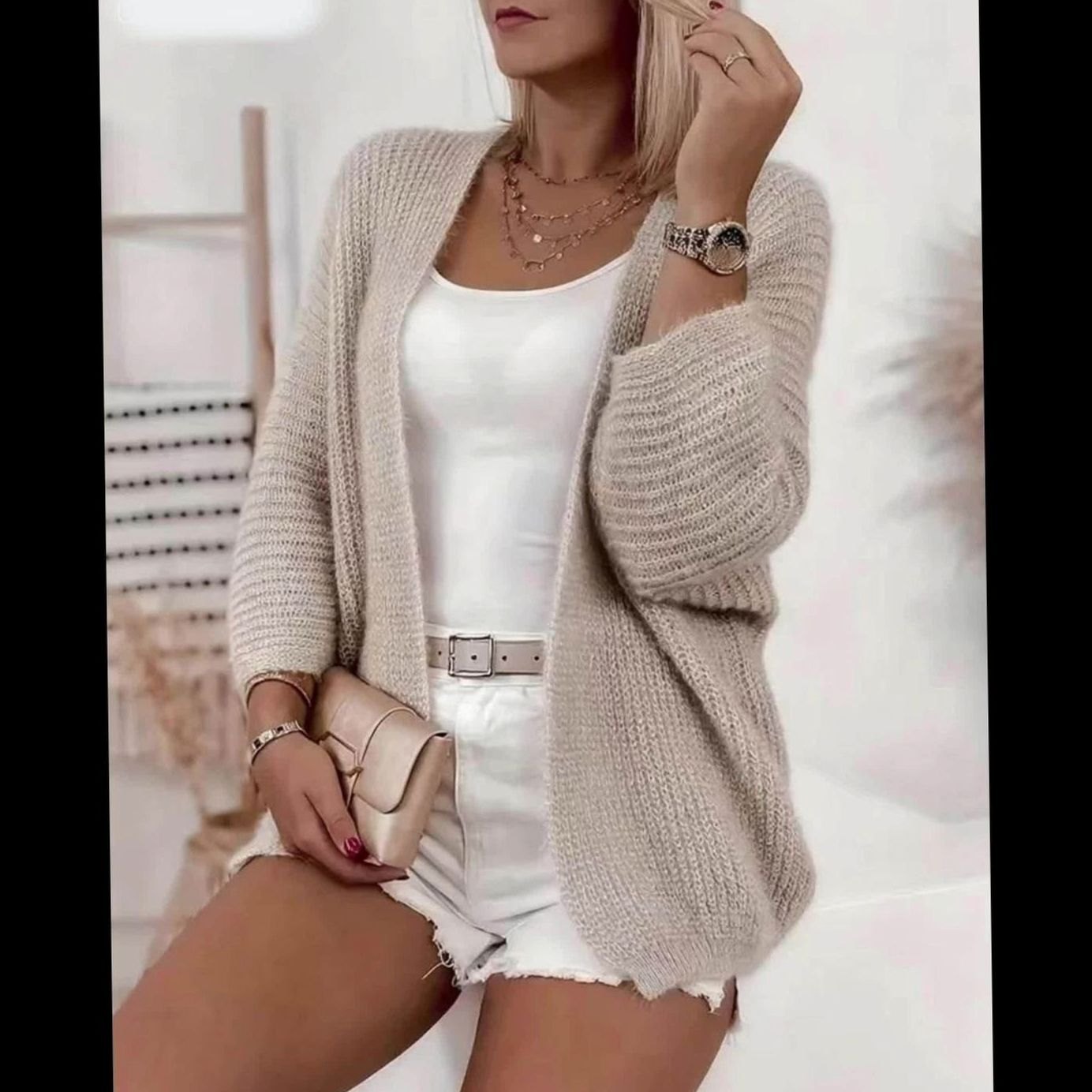 Nathalie - Cardigan Élégant Grosse Maille Oversize