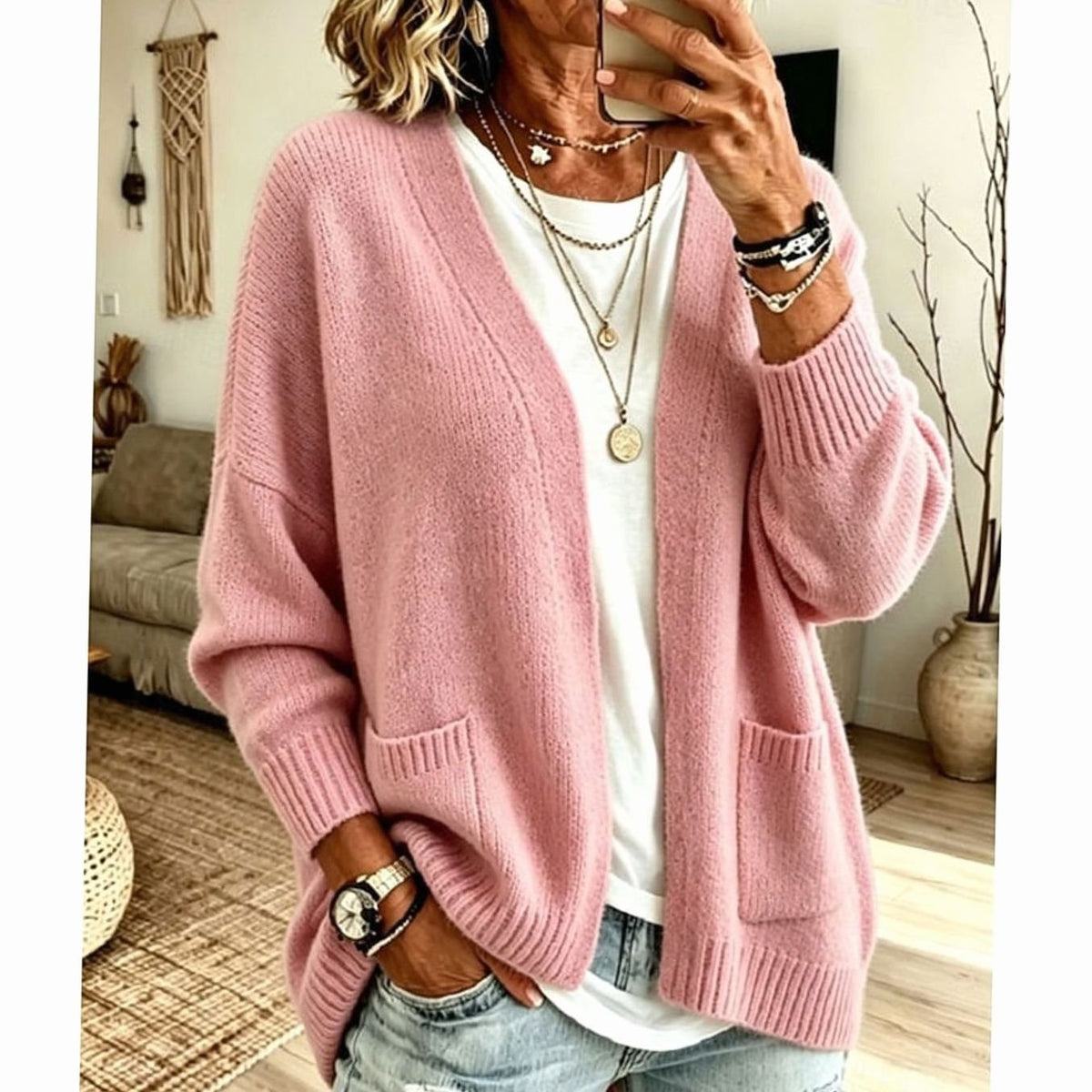 Isabelle - Cardigan Élégant Oversize à Poches