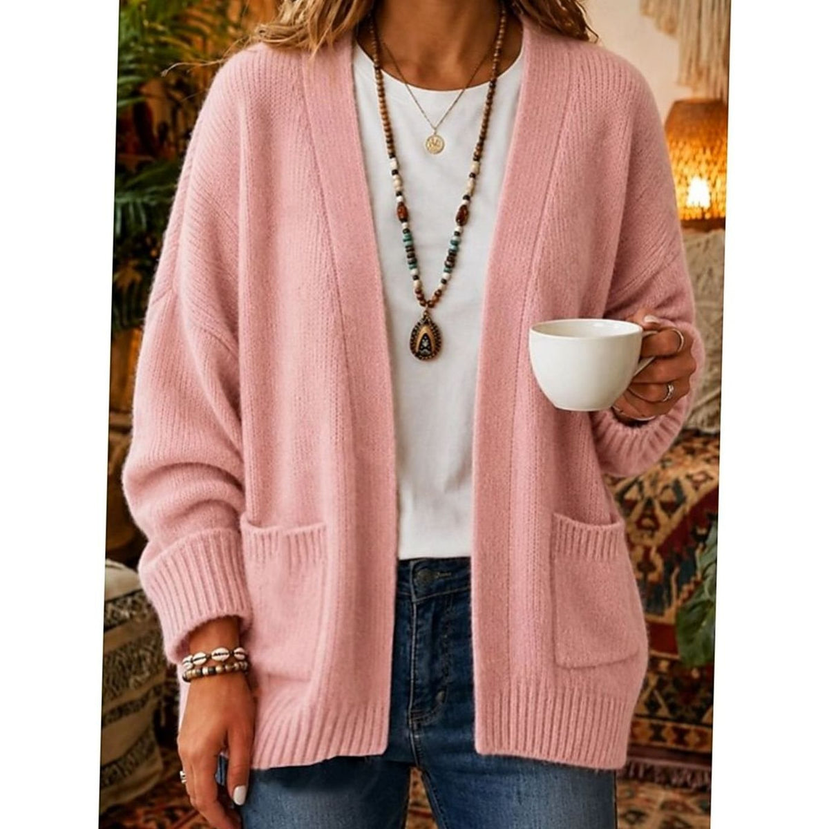 Delphine - Cardigan Élégant Oversize à Poches