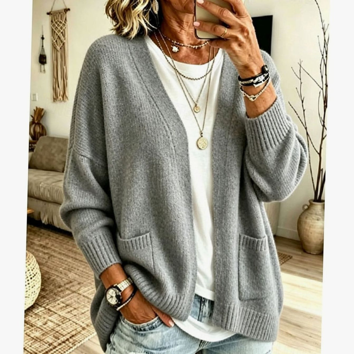 Isabelle - Cardigan Élégant Oversize à Poches