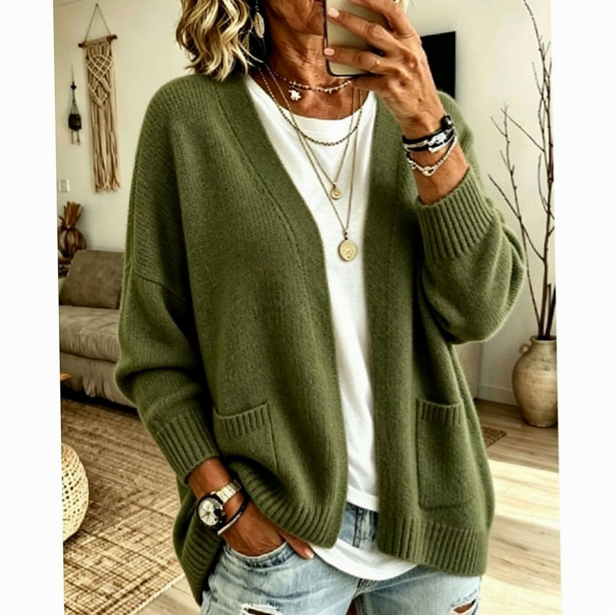 Isabelle - Cardigan Élégant Oversize à Poches