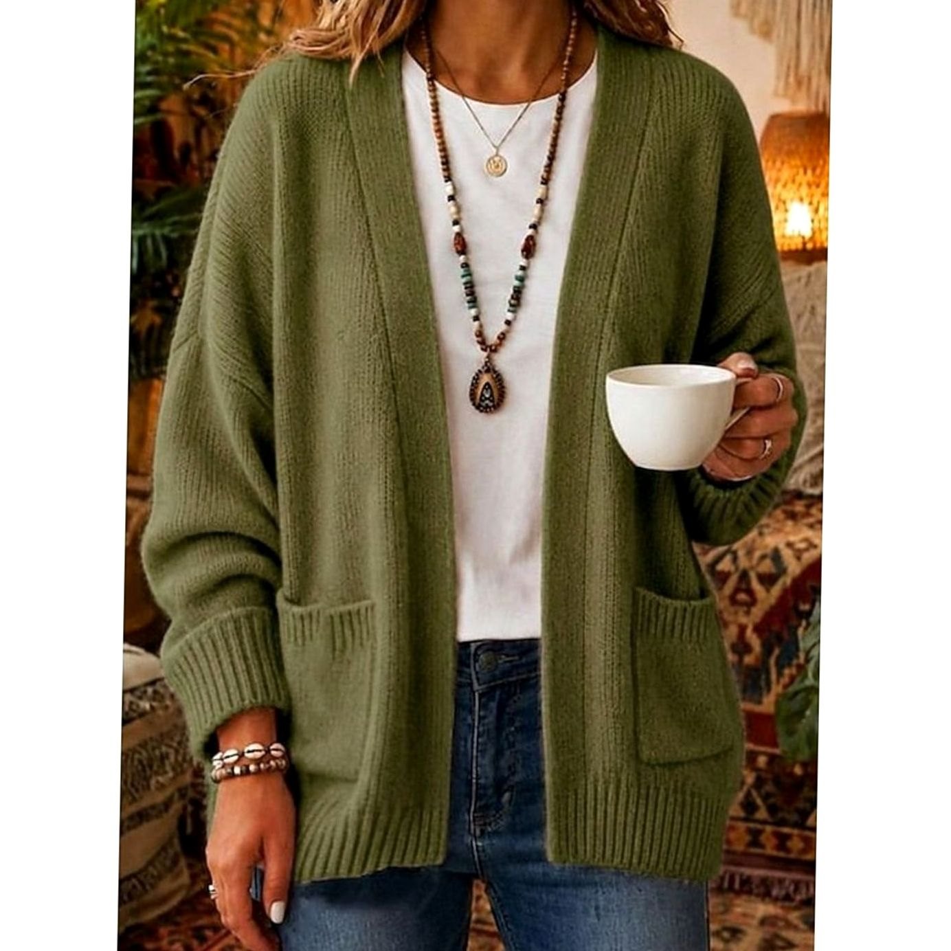 Delphine - Cardigan Élégant Oversize à Poches