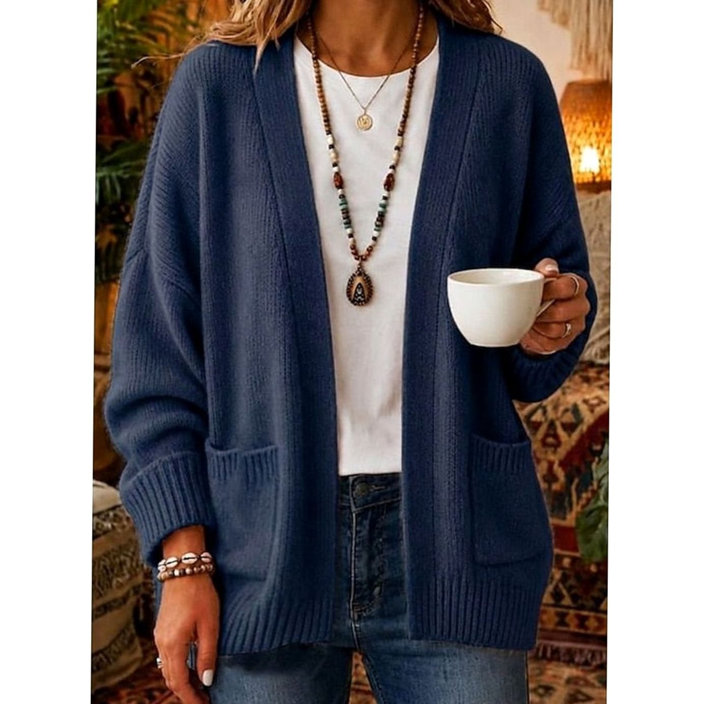 Delphine - Cardigan Élégant Oversize à Poches
