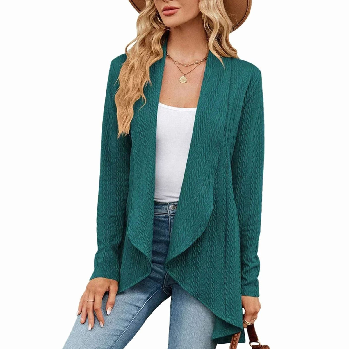 Sylvie - Cardigan Élégant Texturé Long