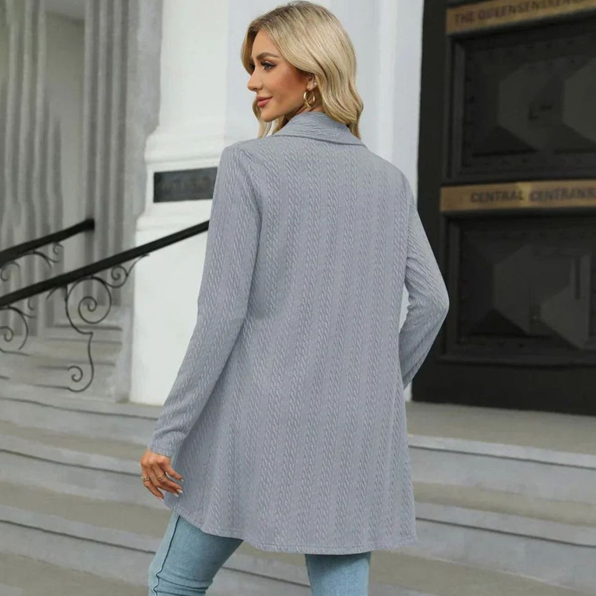 Sylvie - Cardigan Élégant Texturé Long