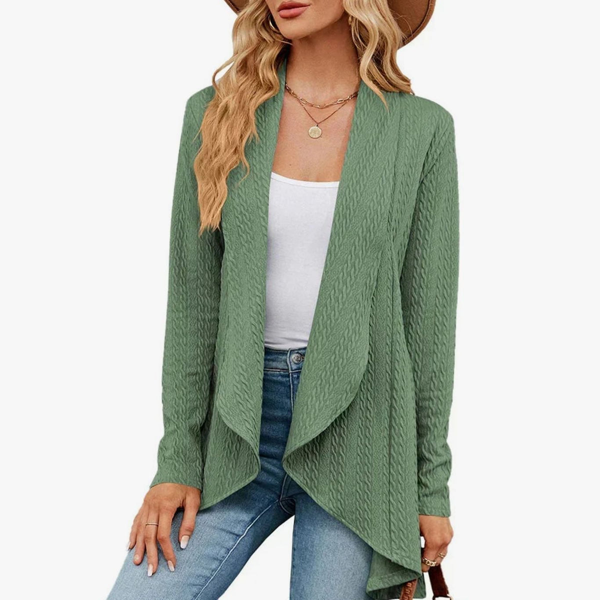 Sylvie - Cardigan Élégant Texturé Long