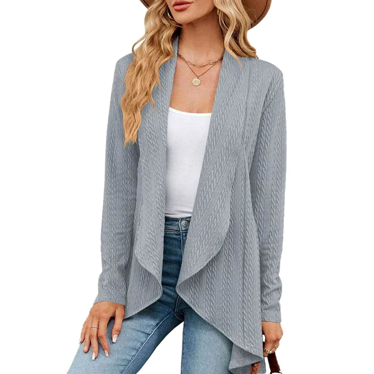 Sylvie - Cardigan Élégant Texturé Long