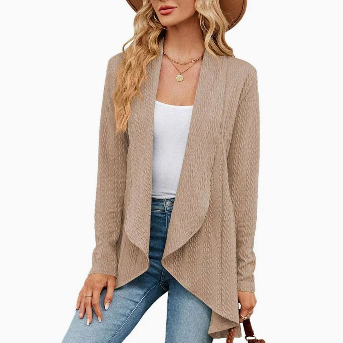 Sylvie - Cardigan Élégant Texturé Long