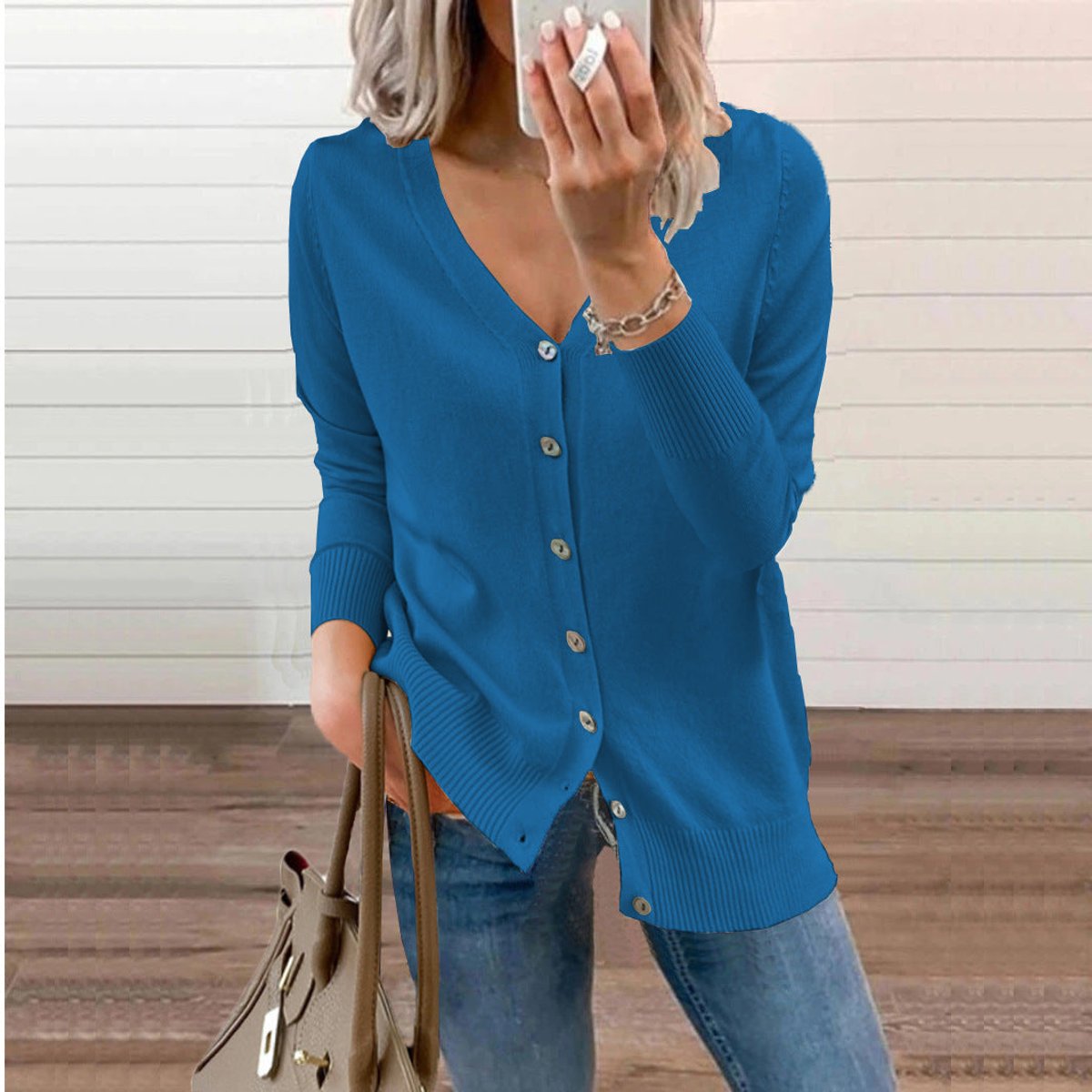 Camille - Cardigan Élégant Boutonné Col V