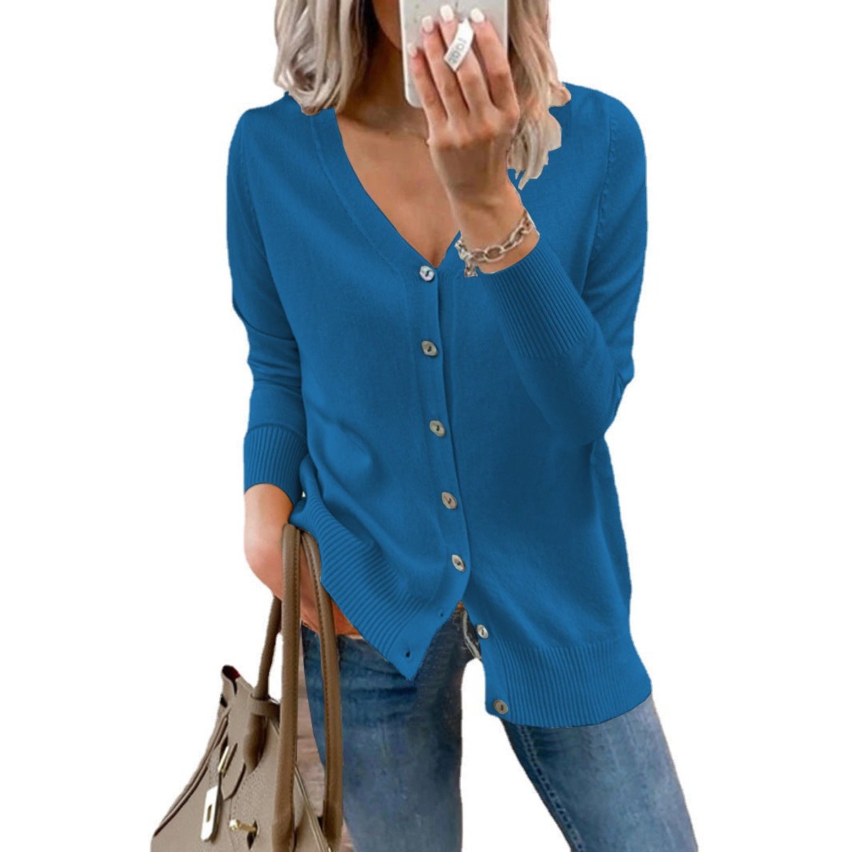 Camille - Cardigan Élégant Boutonné Col V
