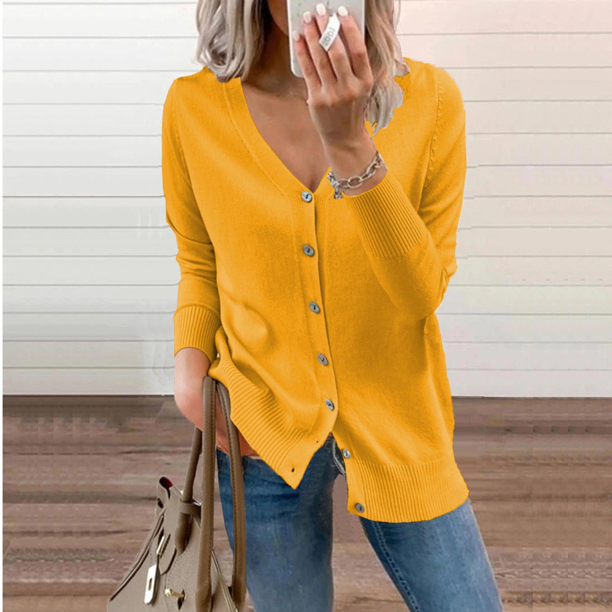 Camille - Cardigan Élégant Boutonné Col V