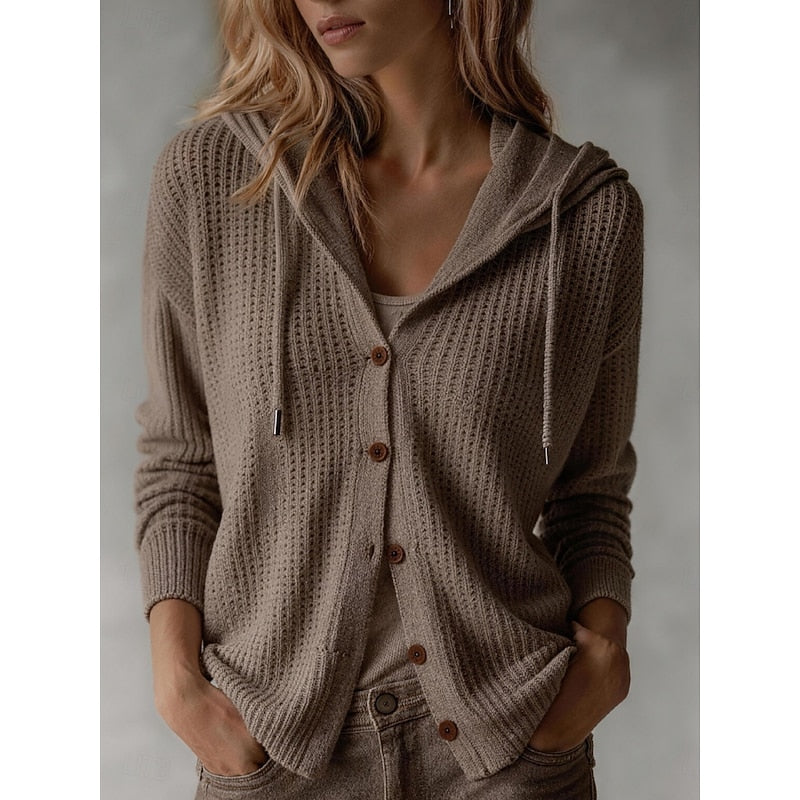 Caroline - Cardigan Élégant Boutonné à Capuche